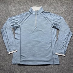 Coolibar Ultimate 1/2 Zip Rash Guard Mens L Blue UPF 50+ Stretch Pullover