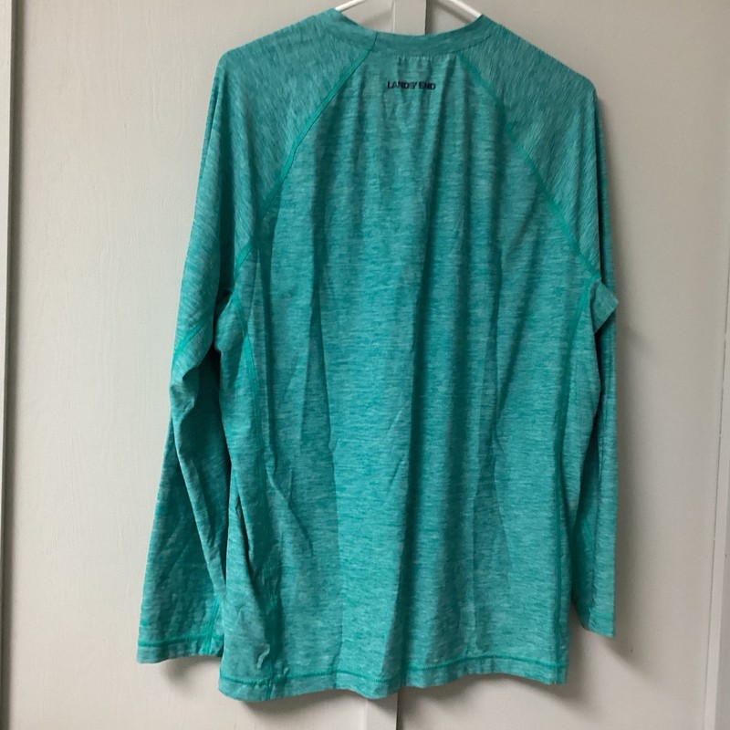 Lands End Long Sleeve Athletic Pullover Shirt - Mens Size L 42-44 Teal Stretch gallery