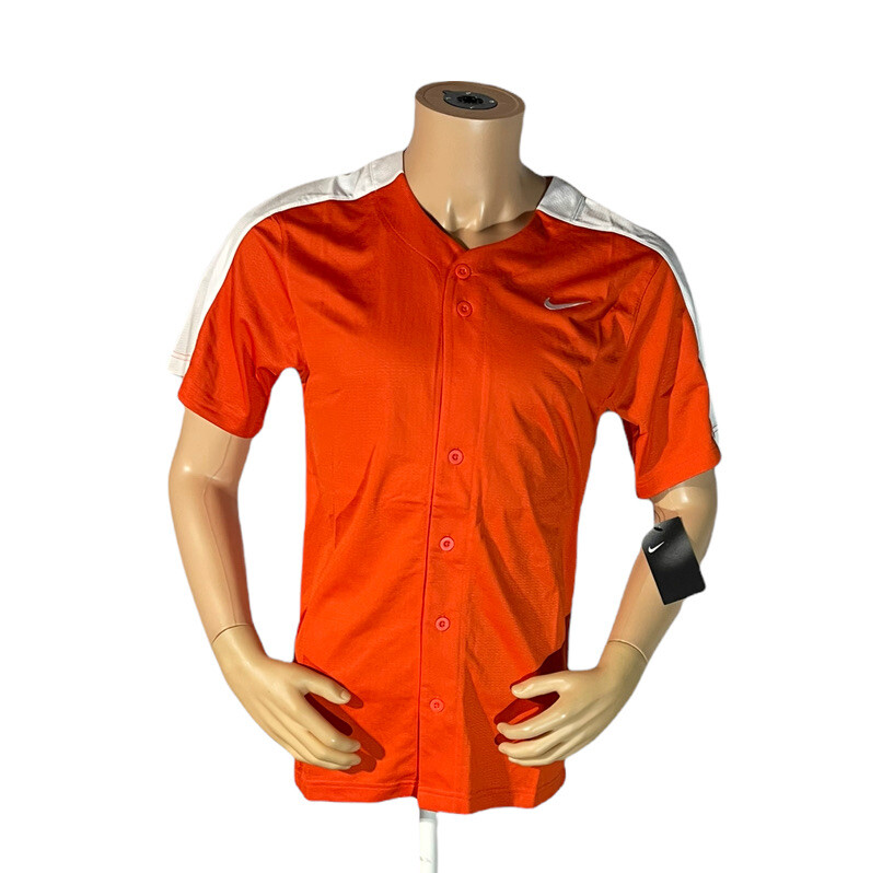Nike Team Baseball Practice One Button Henley Size Small Orange BQ5399-821