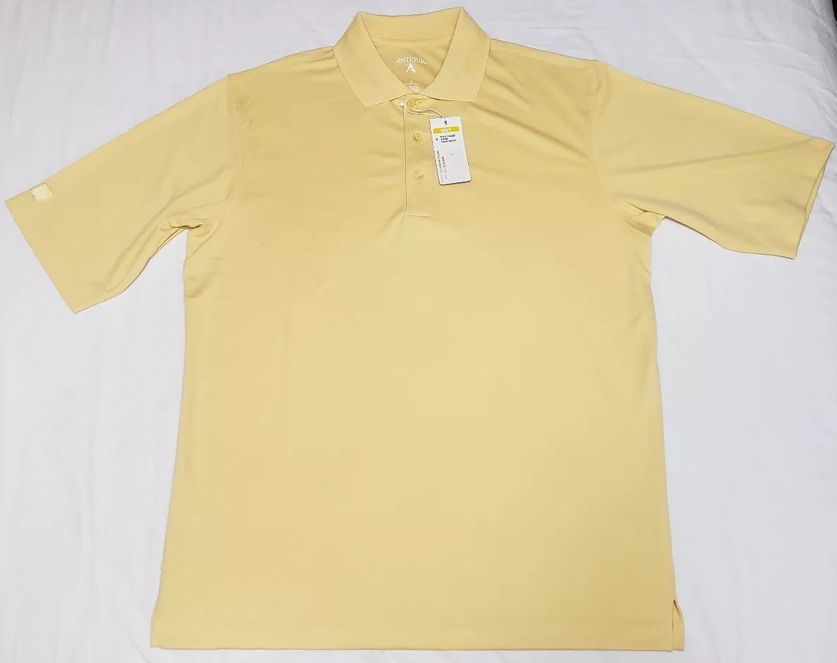 NEW Antigua Mens Exceed Desert Dry Xtra-Lite Golf Polo Light Yellow Size S Small gallery