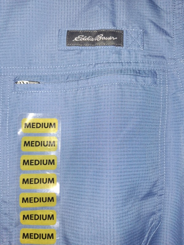 Eddie Bauer Men's Blue Moisture Wicking Woven Tech Short Sleeve Medium Shirt gallery