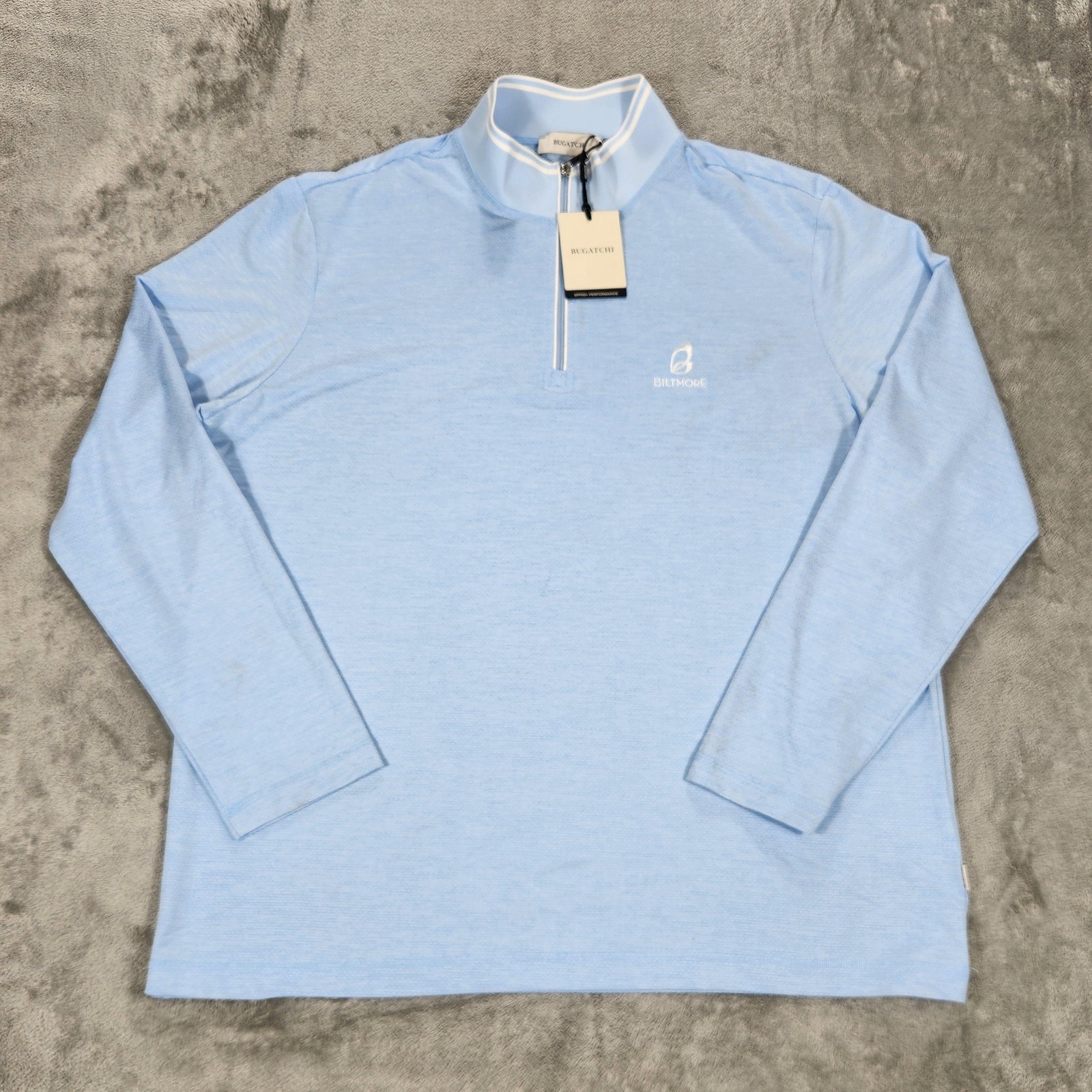 Bugatchi Pullover Mens XL Blue 1/4 Zip Biltmore Golf SPF50 Performance Knit gallery