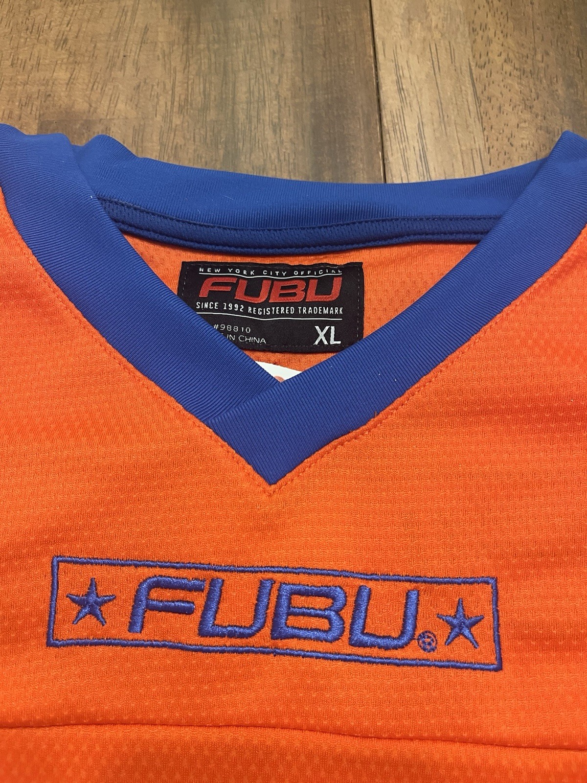 FUBU Size XL - Orange Jersey With Blue Lettering - Los Angeles #5 - New gallery