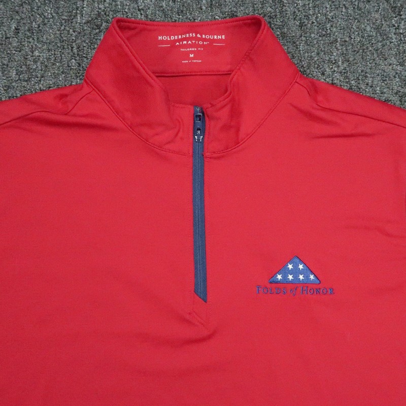Holderness & Bourne Pullover Mens Medium Red The Bell Quarter Zip Folds Of Honor gallery