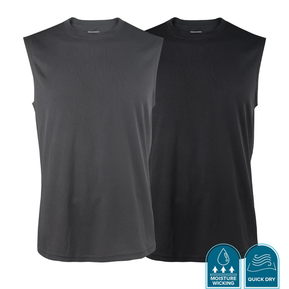 2 Pack Men's Solid Performance Quick Dry Tank Top Moisture Wicking S-3XL Basic