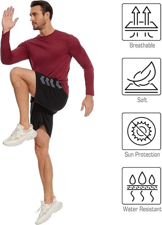 7 Pack Men's Dry Fit Workout Gym T Shirts, Long Sleeve Active Running gallery