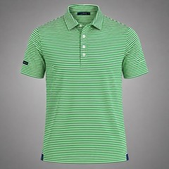 RLX Ralph Lauren Golf Polo Men’s Large Lime Green White Stripes Stretch Shirt