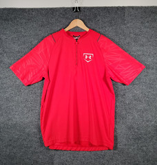 Under Armour Baseball 1/4 Zip Pullover Jacket Small Mens Red Softshell Coach Fit