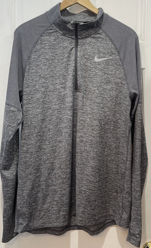 Nike Running Dri-Fit Soulcycle Gray 1/4 Zip Shirt with Thumbholes Men’s Large