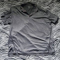 Reebok PlayDry Men’s XL Gray Polo Shirt Short Sleeve Lightweight Polyester Logo