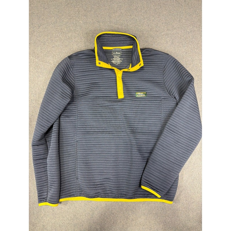 LLBean Pullover Mens M Tall Slightly Fitted Ribbed 1/4 Snap Mock Neck Jacket gallery