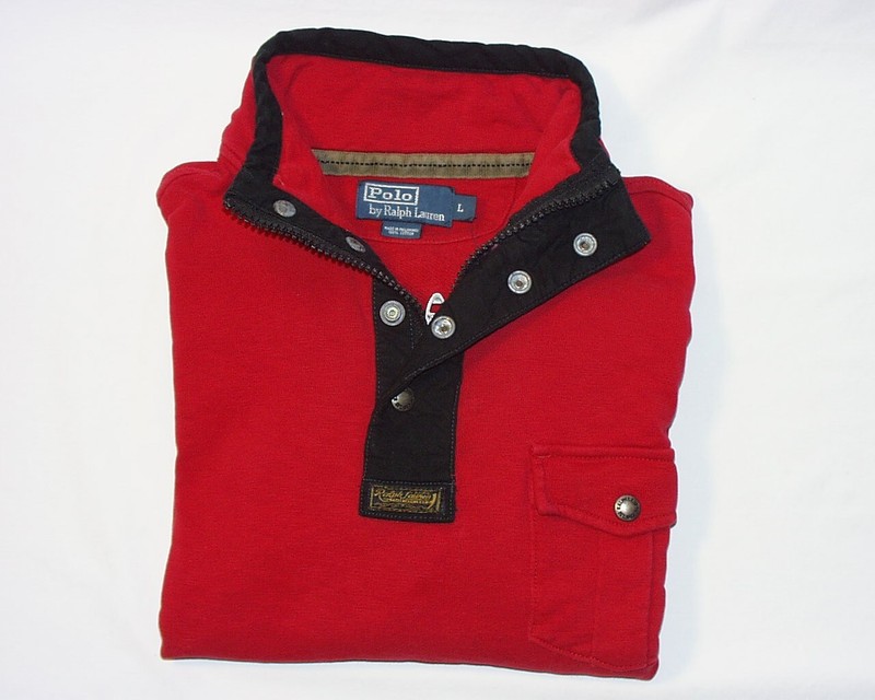 Polo Ralph Lauren 1/4 Zip/Snap Button Mock Neck Pullover, Red or Black, New gallery