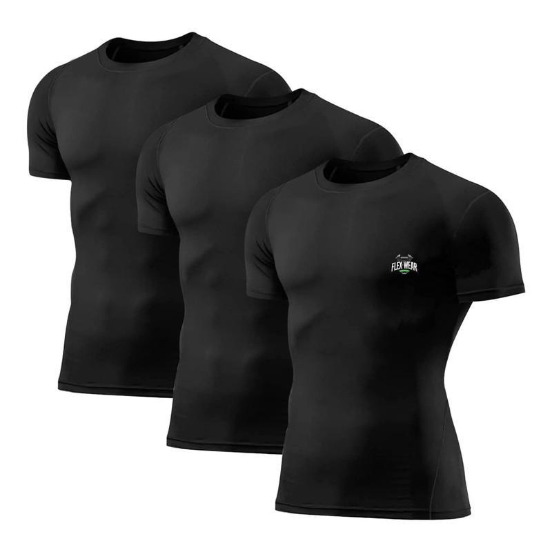 Mens Compression Top T-Shirt Short Sleeve Base Layer Workout Sports Quick Drying gallery