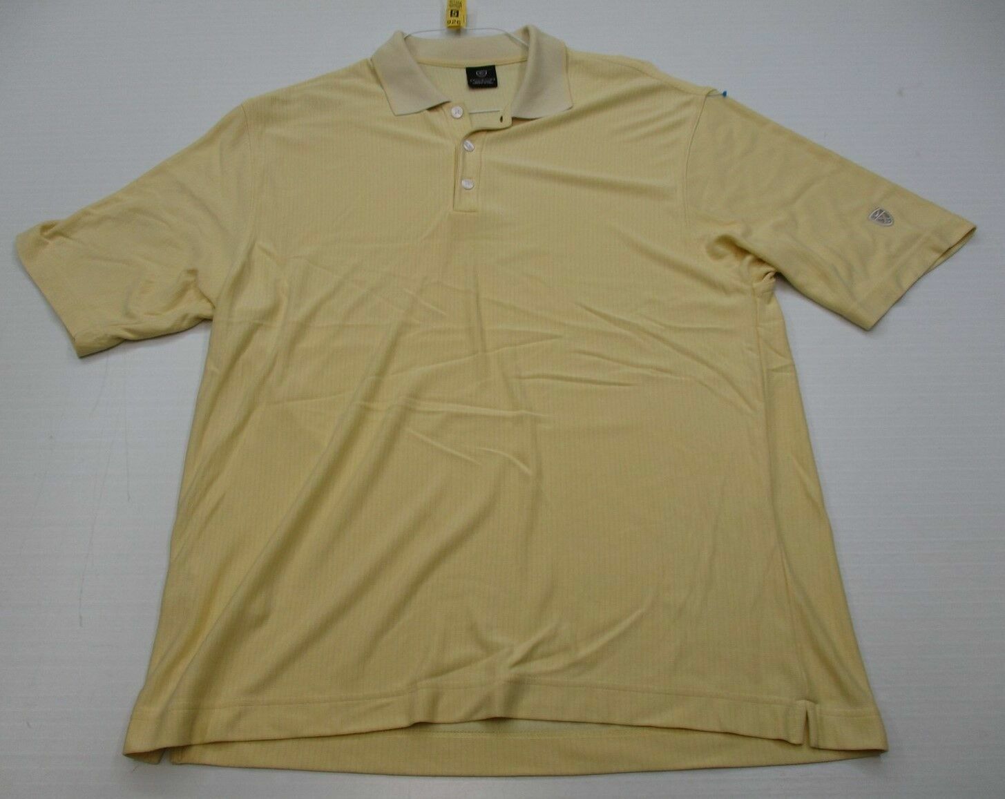 NIKE GOLF Men's Size L GOLF Short Sleeve Yellow Striped Polo Shirt gallery