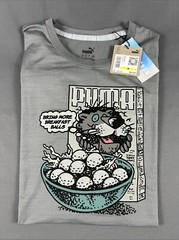 Puma Golf Shirt Tee T-Shirt Cloudspun Breakfast Ball Print Medium Gray MSRP $45