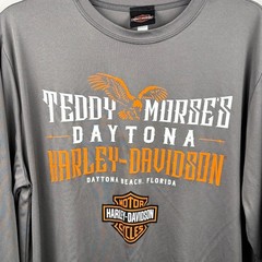 Harley Davidson men’s Large shirt Teddy Morse Daytona Beach grey Long Sleeve
