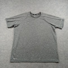 Nike Swim Shirt Mens Large Gray Dri-FIT Short Sleeve Athletic Training Top