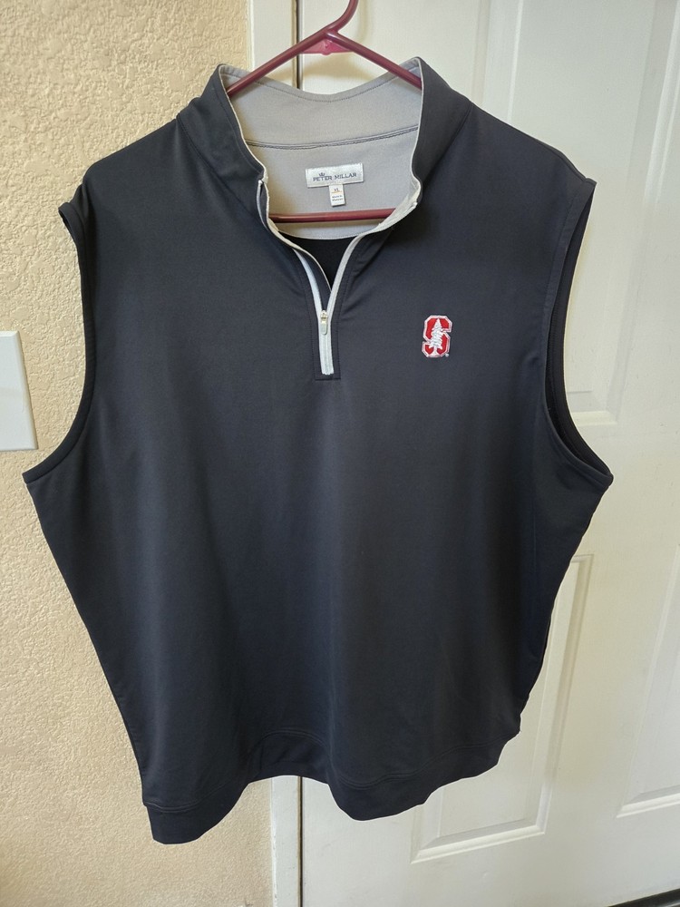 Peter Millar Sport Pullover XL Stanford University Coaching Black Sleeveless