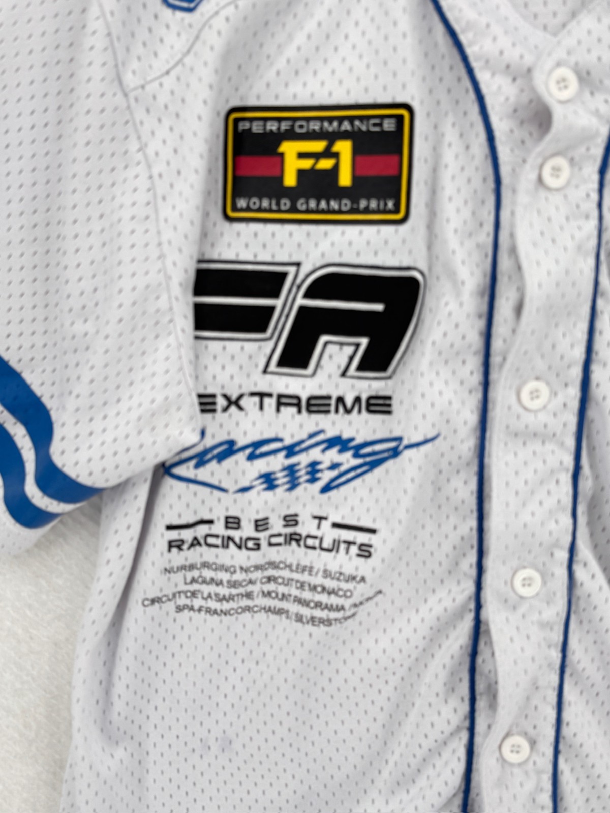 Copper Rivet Racing Fast Extreme Sports Mens White Baseball Jersey Sz XL gallery