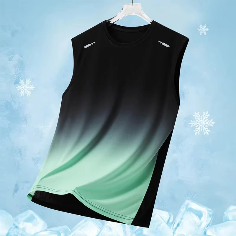 Simple Gradient Graphic Gym Tank Tops For Men Summer Fashion Fitness Sports 3D P gallery