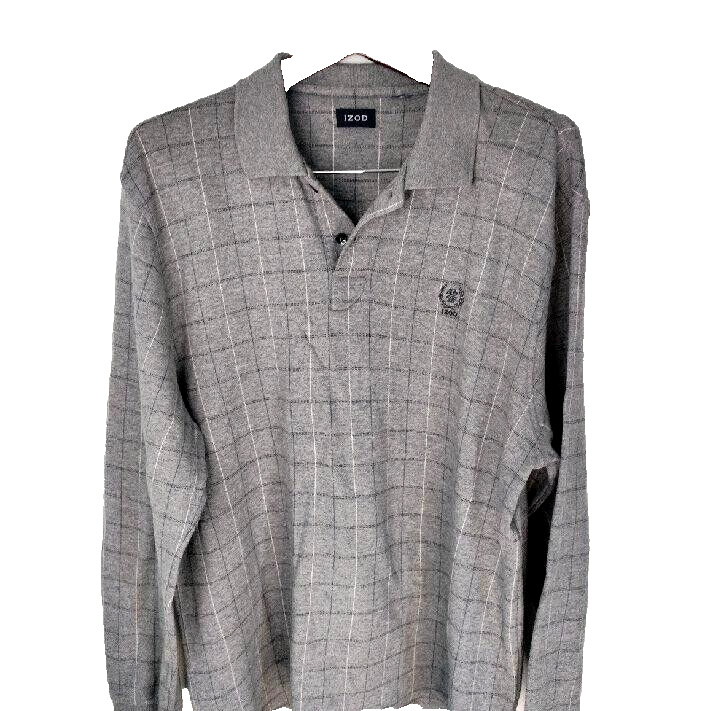 IZOD Logo Golf Men L Grid Pattern Pullover Soft Touch Activewear Casual Classic gallery