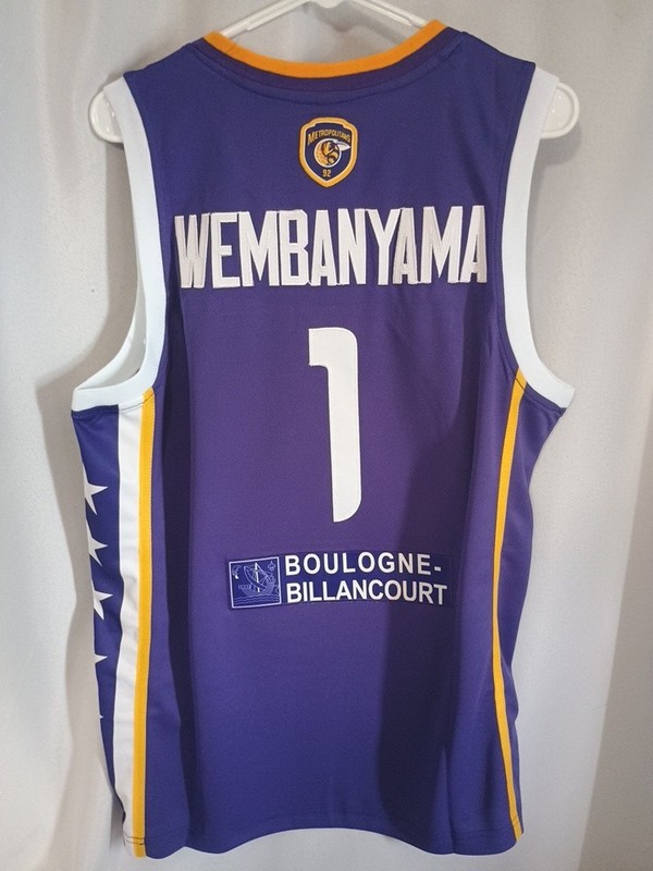 Throwback Victor #1 Basketball Jersey White Blue Purple Small (54 gallery