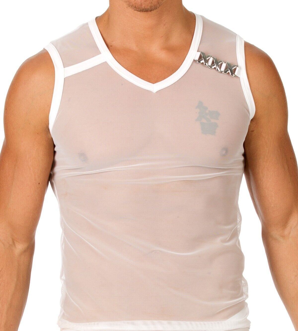 SMALL Gregg Homme Kit PIMP See-Thru Tank top + Briefs White 96622-03 gallery
