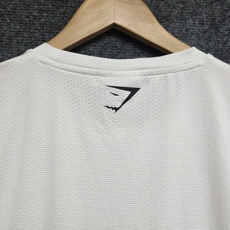 Gymshark Shirt Mens Large White Sport Stripe Crewneck Athletic Slim Fit Tee gallery