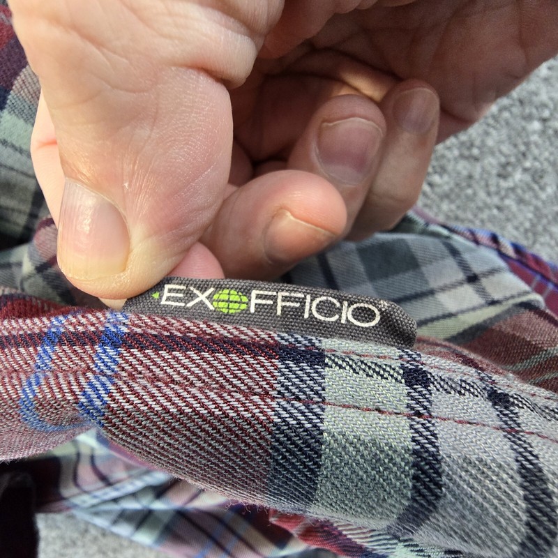 Exofficio • Mens Button Up • Burgundy Plaid Shirt • Insect Shield gallery
