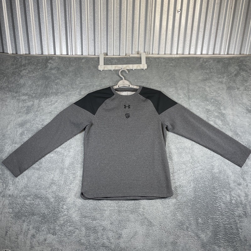 Under Armour Pullover Men Medium Gray Black ColdGear Mesh Lined Pac 12 Loose gallery