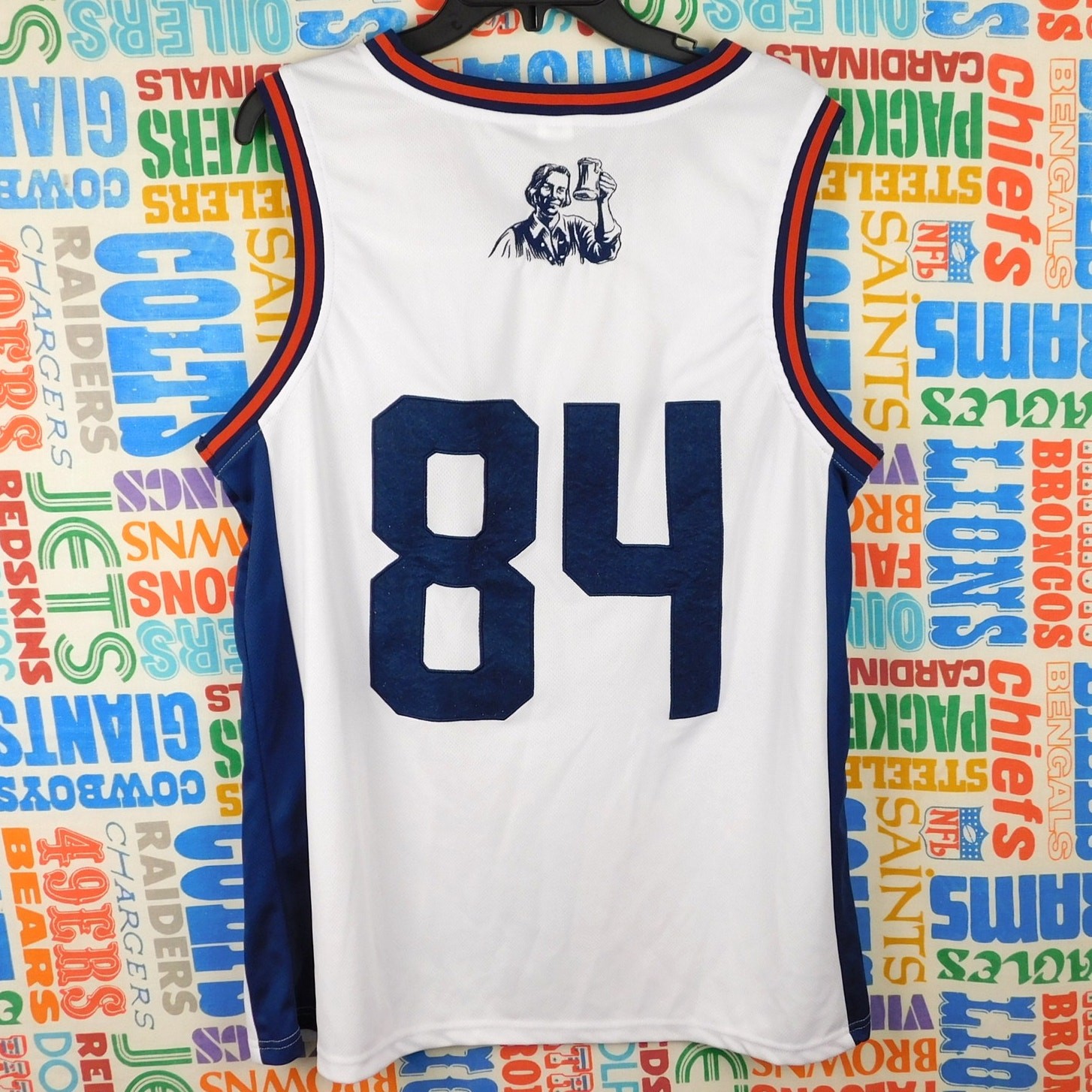 Samuel Adams Beer Basketball Jersey Size Adult L Stitched Red White Blue 84 gallery