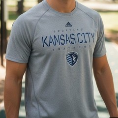 Adidas Sporting KC Training ClimaLite Mens Gray Short Sleeve Soccer T Shirt M