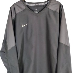 Nike Dri-FIT Mens Large Black Grey V-Neck Windshirt Pullover Training Top