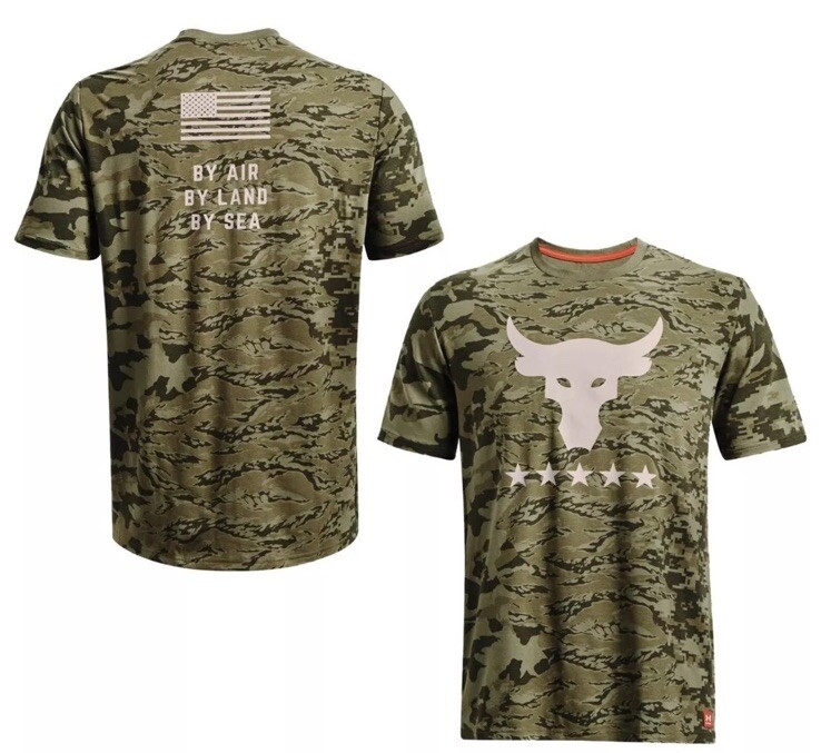 Under Armour UA Project Rock Camo USA Army Veterans Day Shirt 1373584-289 sz L