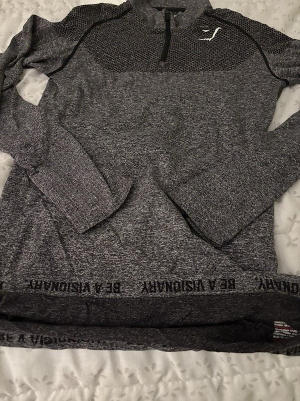 Rare Gymshark Phantom Seamless Men's Small Gray/Black Quarter 1/4 Zip David Laid gallery