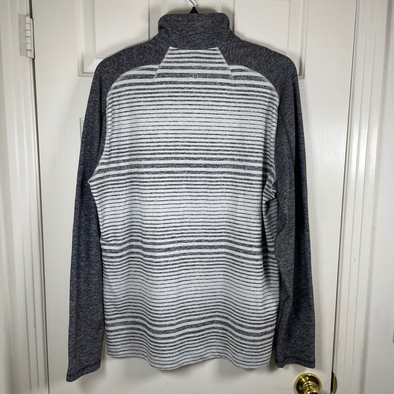 Lululemon Surge Warm 1/2 Zip Pullover Mens Grey White Striped XL Wicking Stretch gallery