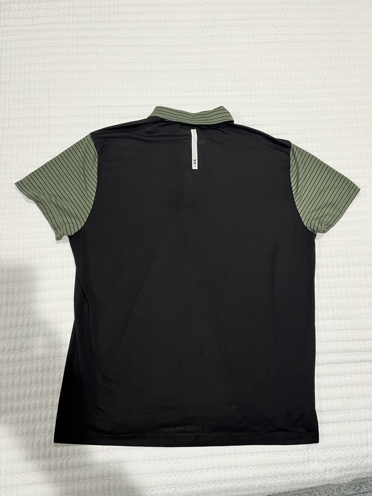 MSX By Michael Strahan Mens Green Black Stripe Performance Jersey Polo Shirt XL gallery