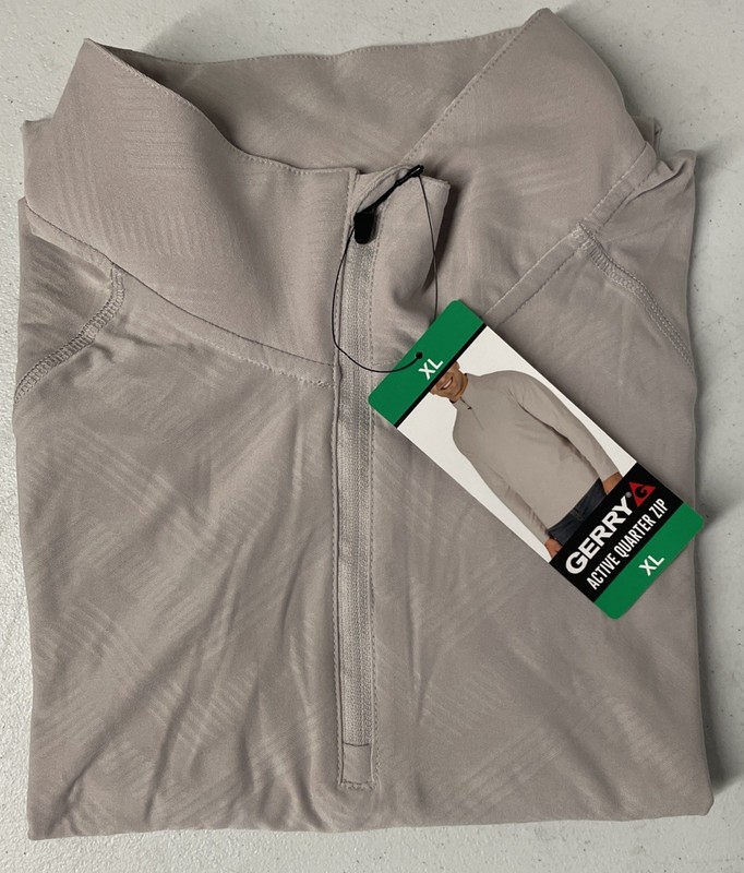 GERRY Men's Active Quarter Zip Regular 1/4 Pullover Mock Neck XL Wicking GRAY gallery