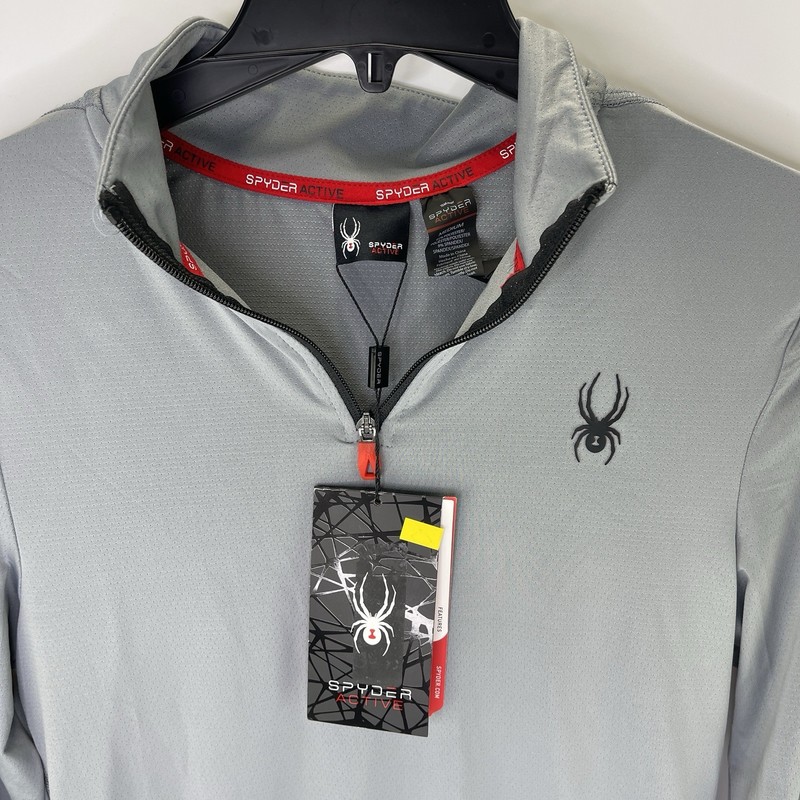 Spyder Active Mens Gray 1/4 Zip Pullover ProWeb Quick Dry Medium NWT gallery