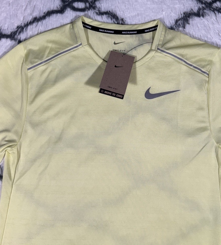 NIKE Dri-FIT Miler 1.0 Running Shirt Yellow Volt Men’s Sz S *NEW* AJ7565-331 gallery