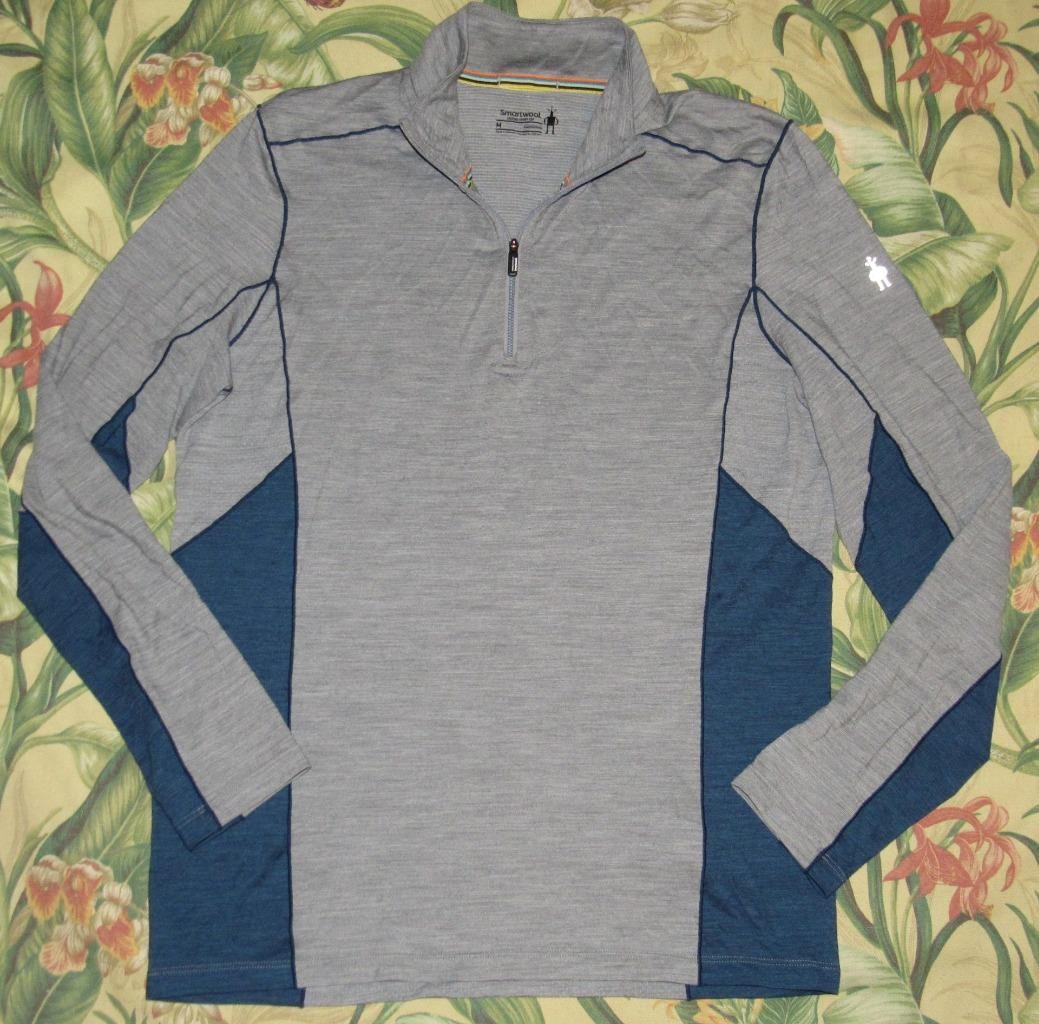 SMARTWOOL Merino Sport 150 Grey Wool Blend 1/4 Zip Base Layer Shirt Medium gallery