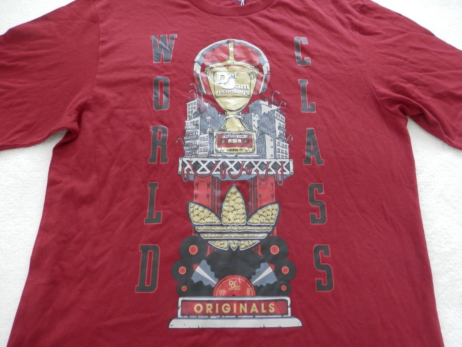 Adidas Original RaRe VINTAGE DEF JAM DJ WORLD TEE Graphic Trefoil Shirt Men sz L gallery