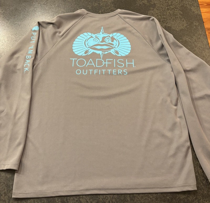 TOADFISH Outfitters Long Sleeve Performance Fishing Shirt Gray - LARGE- used gallery
