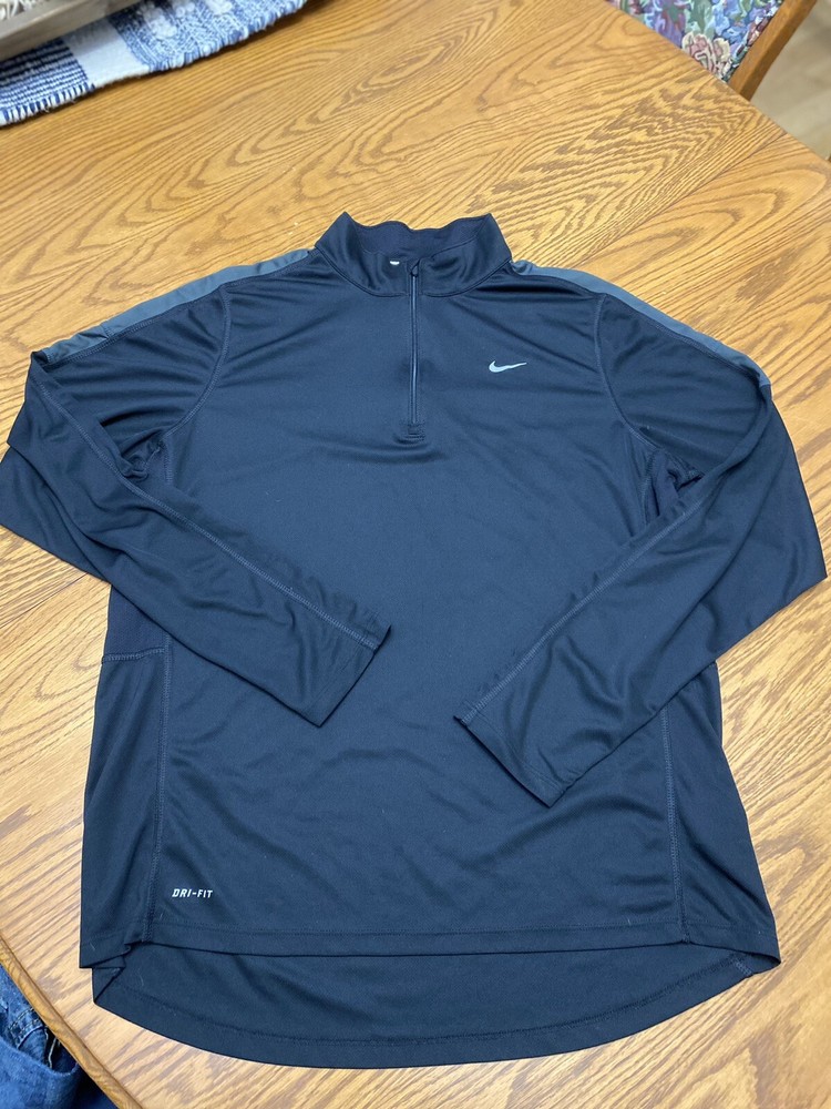 Nike Mens Element Dri Fit 1/2 Zip Lightweight Pullover Sz L 543235-012 Blk/Grey