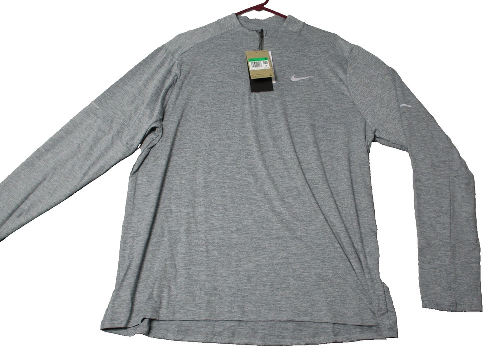 Nike Dri-FIT Element 1/4-Zip Running Top Gray Long Sleeve Shirt Mens XL