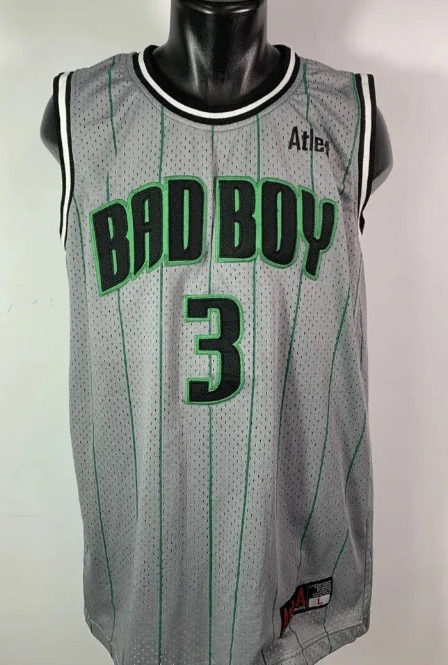 Men’s ATLETA Bad Boy Records #3 No Name Grey Sleeveless Basketball Jersey Size L gallery