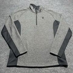 Spyder Sweater Mens XL Gray Black 1/4 Zip Pullover Ski Midlayer Fleece Outdoor