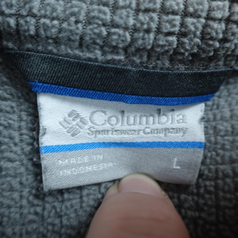Columbia Pullover Mens L Gray 1/4 Zip Waffle Knit Grid Fleece Thermal Outdoor gallery