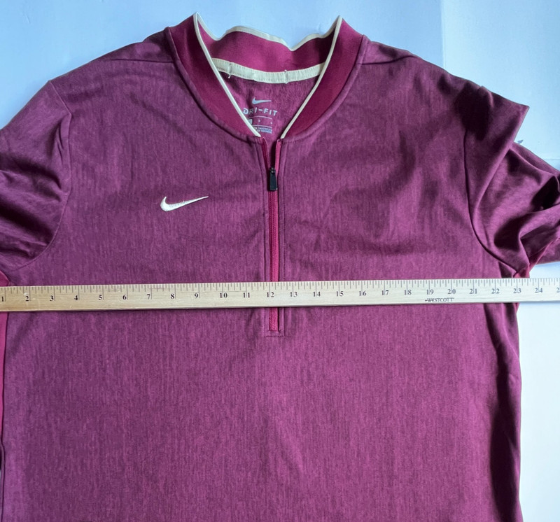Nike Dri-Fit Quarter Zip Pullover, Garnet Red, With Gold Trim, Size Large, EC! gallery