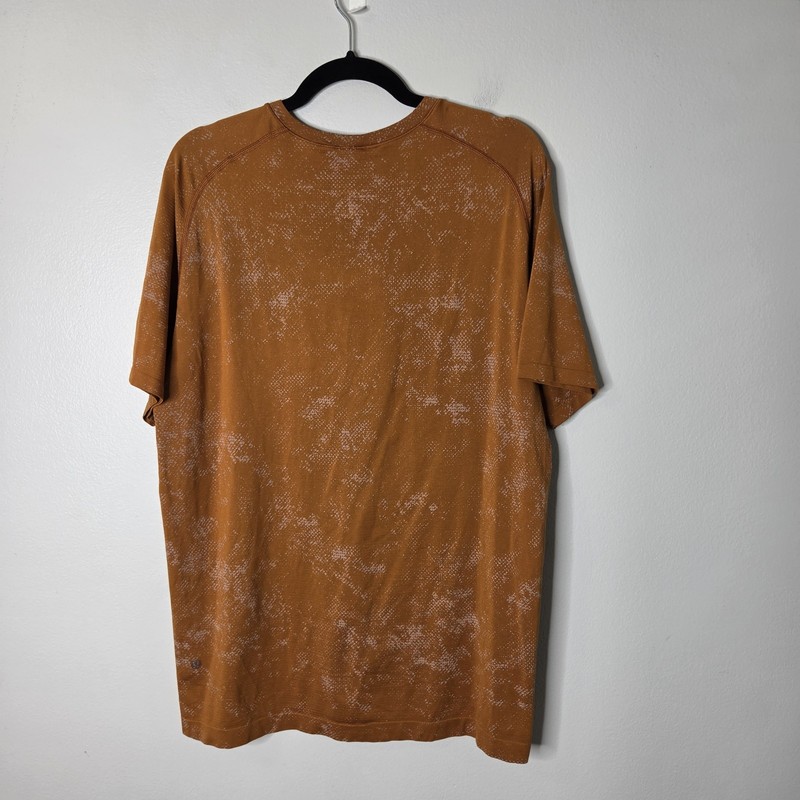 Lululemon L Rust Colored Short Sleeve Active Workout Shirt gallery